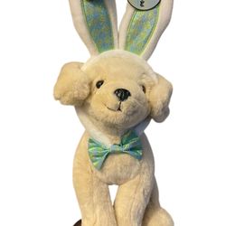 New FAO Schwarz 12" Cheers Labrador dog Plush with bunny ears removable headband