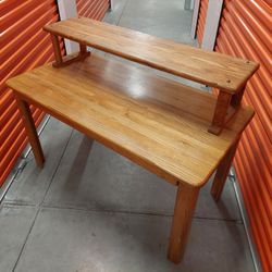 Solid Wood Oak Desk with Riser 
