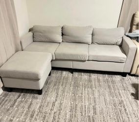 Modern 3-Seater Sofa w/ Ottoman – Free Delivery