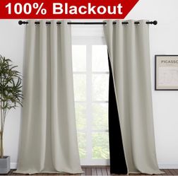 100% Blackout Curtains, 46" x 90", Natural