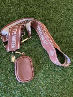 Steve Madden Adjustable Purse Handbag Strap With Detachable Mini Pouch Brown