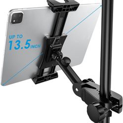 Tablet Mount Holder for Mic Stand, Adjustable Microphone Music Stand iPad Phone Holder Stand, Compatible with iPad, iPhone, Android
