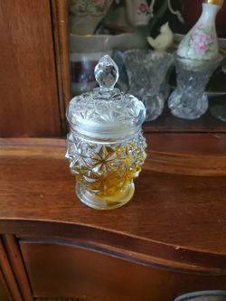 Vintage Avon Crystal Facets Cut Glass Jar With Lid