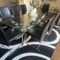Modern Glass Dining Table Set with 8 Chairs – Sleek & Stylish