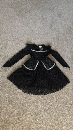 Halloween costume black gothic witch dress gown girls size 6-8 year