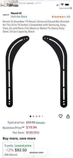Mount It Universal Sound Bar Mounting Bracket