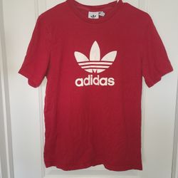 ADIDAS TREFOIL LOGO T-SHIRT RED WHITE Sz S (Ts-E1)