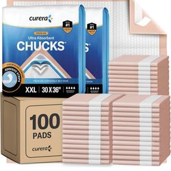Chucks® Premium Disposable Underpads 30”x36” [100-Count] Ultra Absorbent Chux Incontinence Bed Pads Disposable Adult with Adhesive Tape, Pee@B11-258