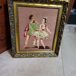Framed Needlepoint picture.Hand made- 24 X21