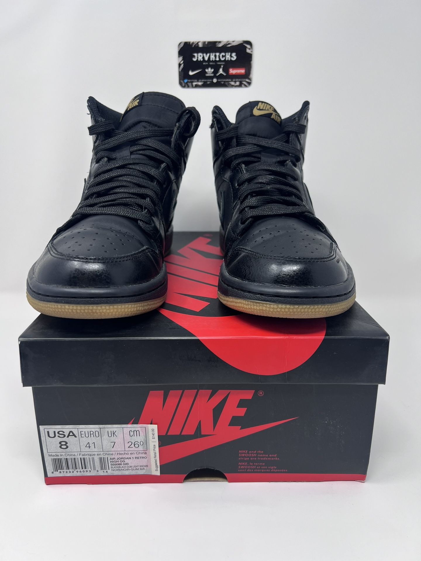 Air Jordan 1 Retro Gum Bottom 2014 Black 555088-020 Size 8