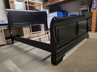 Modern Black King Size Sleigh Bed Frame