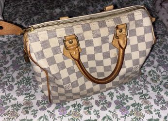 Checkered Satchel/Speedy-Style Handbag – White & Gray