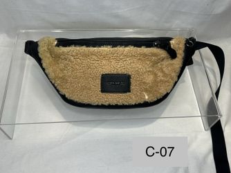 Coach Black Leather & Sherpa Fanny Pack Belt Bag