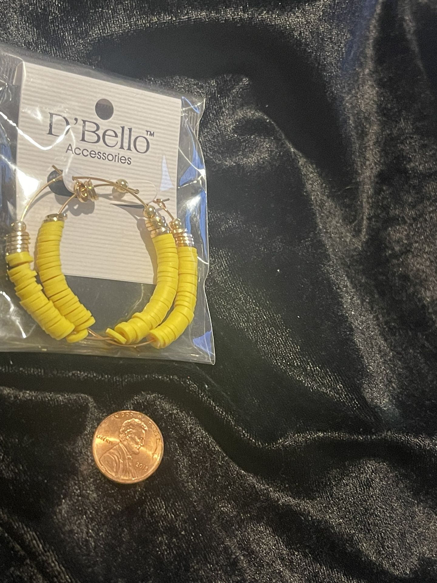 D -New In Package D’Bello Yellow And Gold Beaded Hoop Earrings