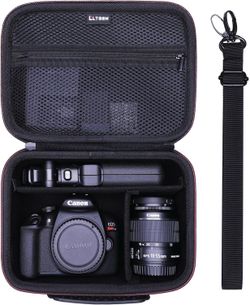 Camera Bag for Canon EOS Rebel & Mirrorless DSLR, Fits Lens, Tripod, Black