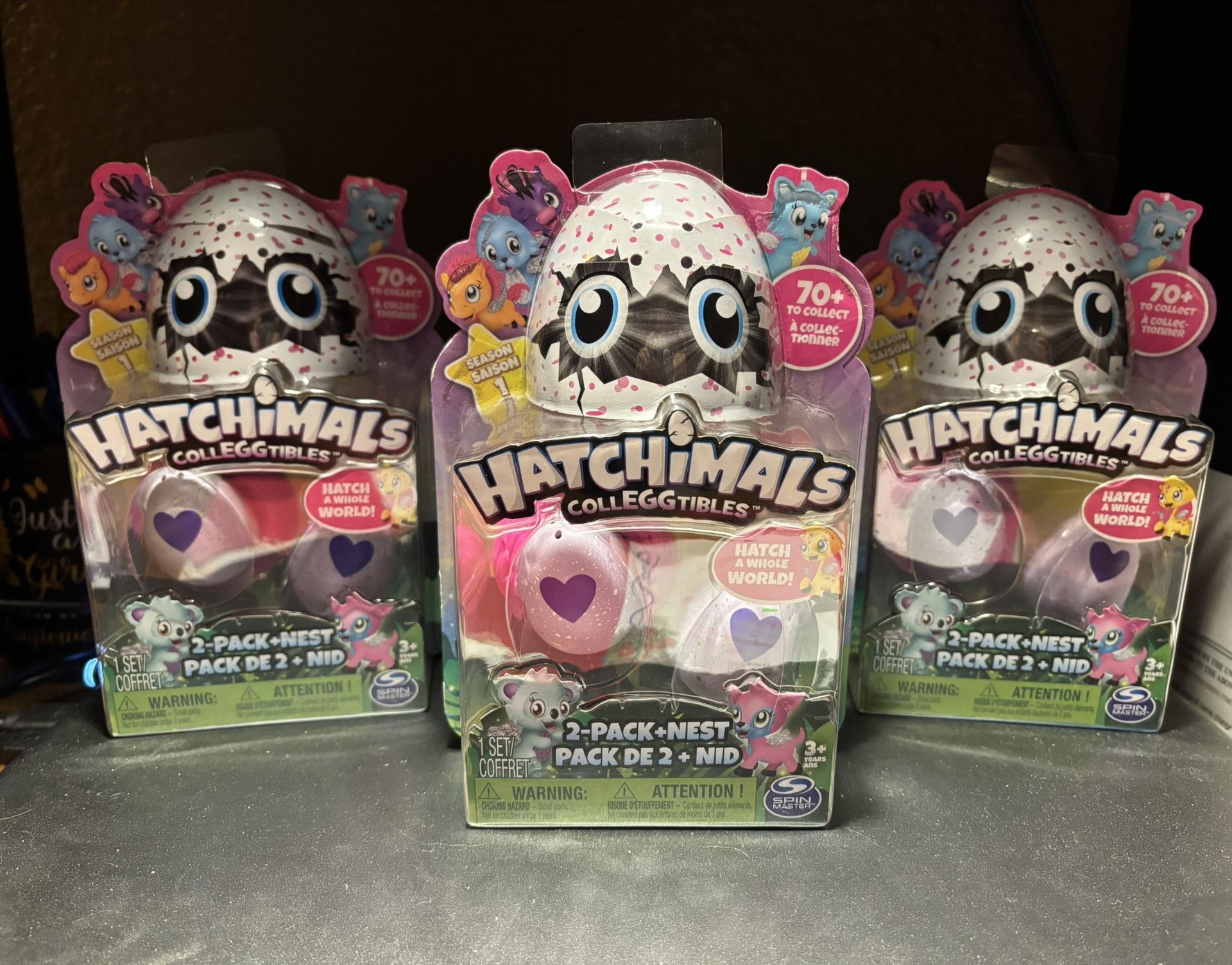 3 Unopened Hatchimals CollEGGtibles Season One, 2-Pack+Nest
