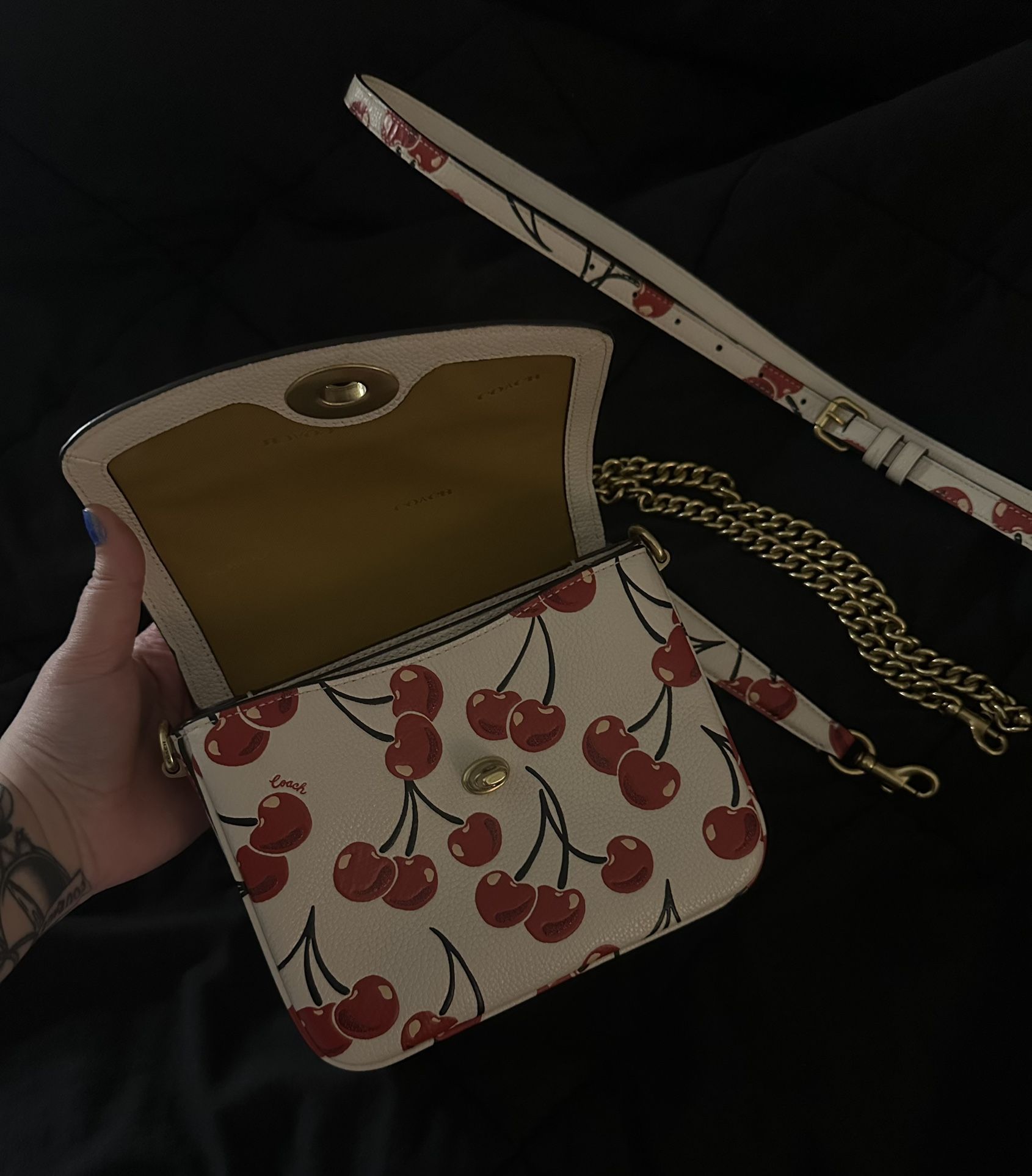 “ Coach Cassie Crossbody 19 With Cherry Print”