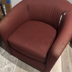 Vintage Red Fabric Retro Swivel Living Room Accent Chair