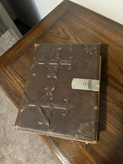 Antique Leather Photo Album with Metal Clasp