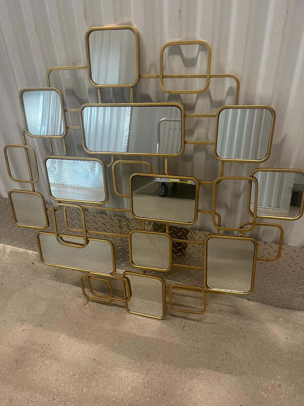 Mid century modern style Gold multi mirror 40” x 40” 