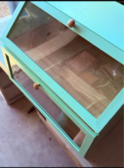 Retro green bread box, wood