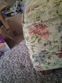 Brown flowered footstool