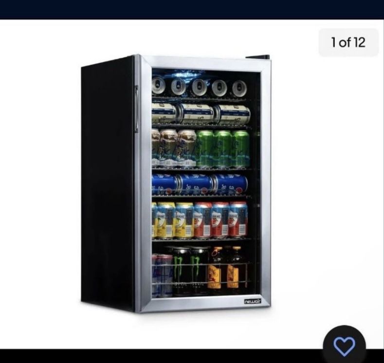 Newair 126 Can Freestanding Beverage Mini Fridge in Stainless Steel