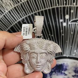 Fully Icy Out Micro Pave Setting Medusa Pendant