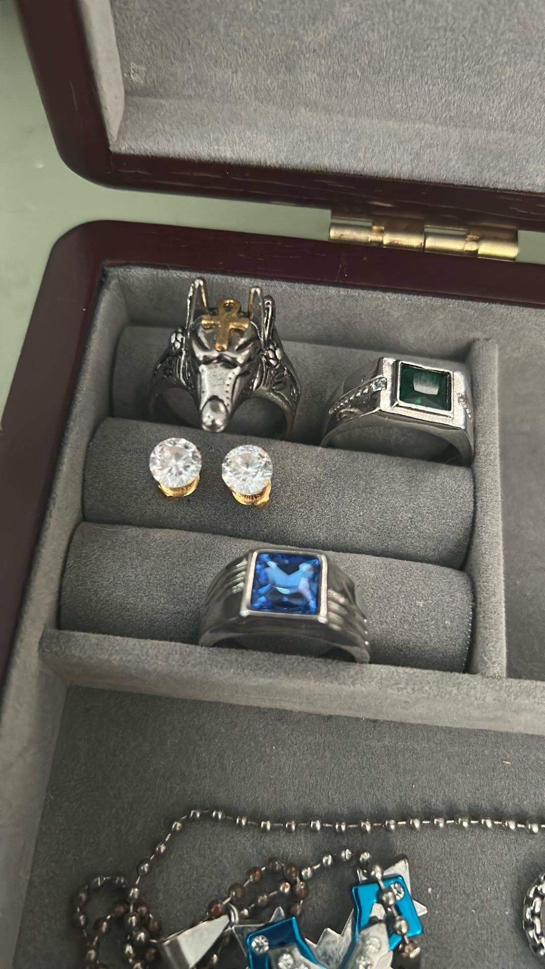 Guys Ring And Guys ID bracelet And  Earrings