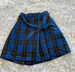 Girls Blue Plaid School Uniform Skirt