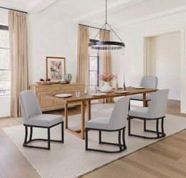 4X Light Gray fabric dining chairs