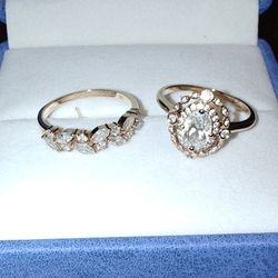 Rose Gold and Moissanite Engagement Ring (Wedding Band Included)