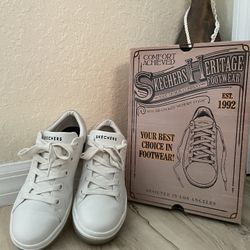 Skechers Air Cooled Leather White Street Cleet Sneakers