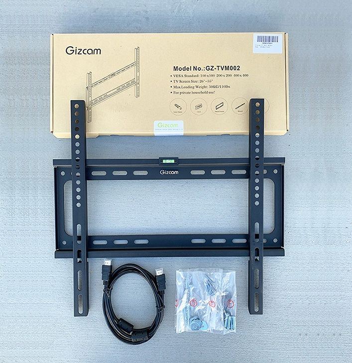 (NEW) $10 Fixed 26”-55” TV Wall Mount Bracket Low Profile, Max 110Lbs (w/ 5ft HDMI Cable) 