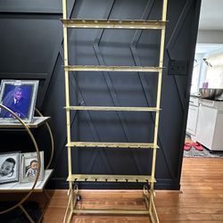 Gold 5-Tier Champagne Wall w/ Swivel Casters