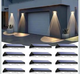 Solar Fence Lights Outdoor Waterproof LED - 3000/4000/6000K 3 Mode, IP65 Waterproof Fence Lights Solar Powered, Solar Wall Lights for Outside, Backyar