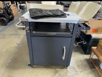 Assembled New 39.5" Outdoor Grill Cart with Storage Cabinet, Stainless Steel Top BBQ Prep Table