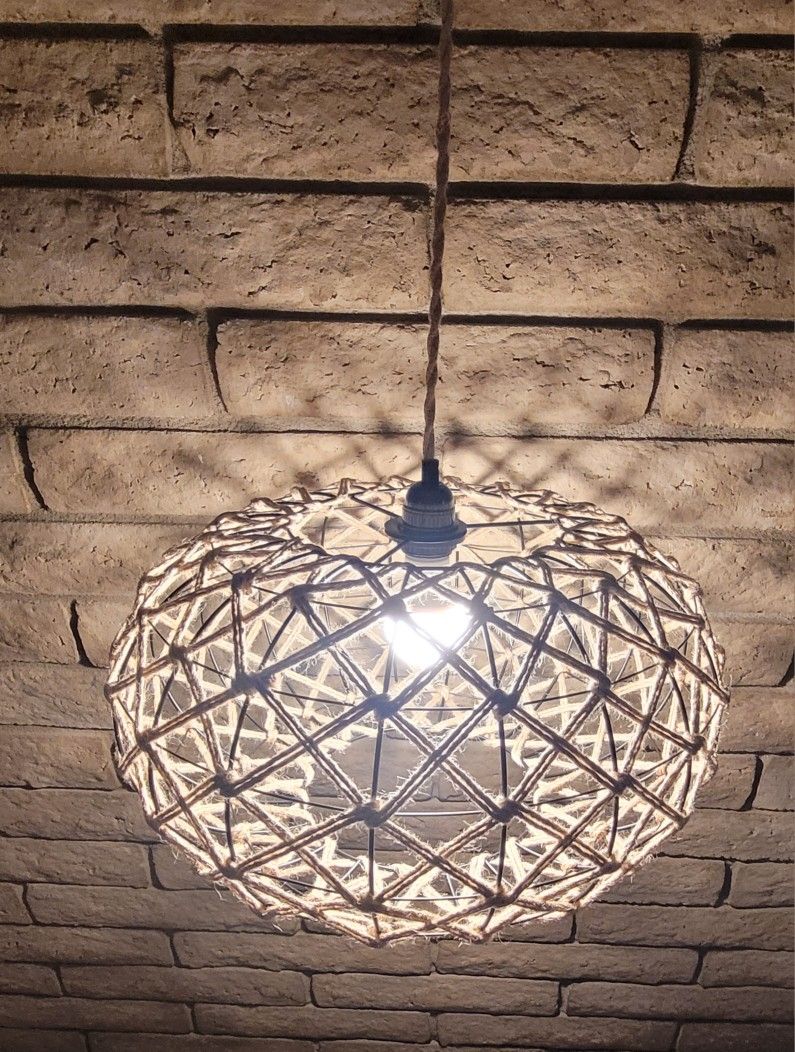 Rustic Handmade Hemp Rope Hanging Lamp