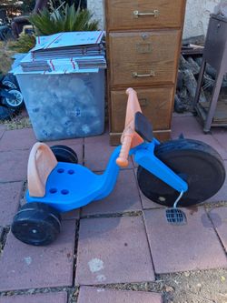 Kids Big Wheel Tricycle Blue and Orange Good Condition