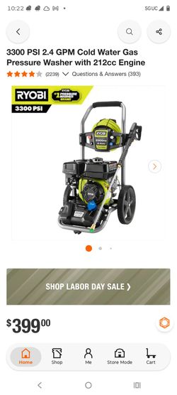 Ryobi 3300 PSI Gas Pressure Washer