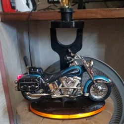 Harley Davidson lamp with no lamp shade lights work lamp works good condition