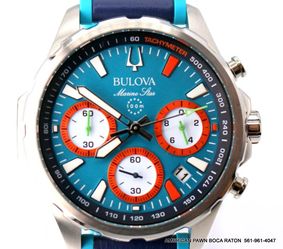 Bulova Marine Star E1 Team Miami Chronograph Quartz Blue Dial Watch 96B460