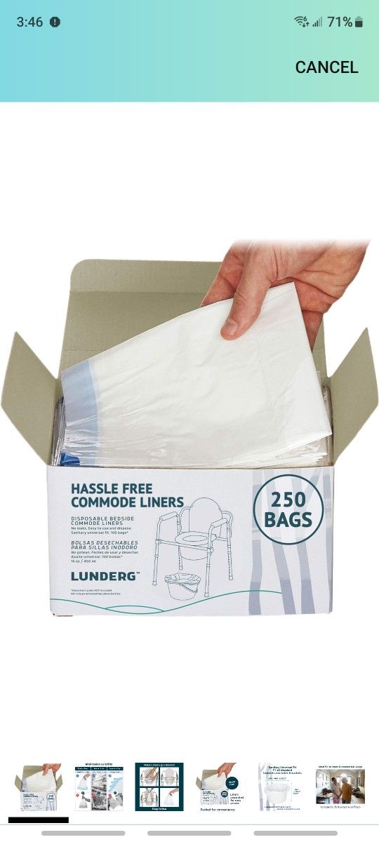 Lunderg Commode Liners - Value Pack 250 Count Universal Fit - Medical Grade Bedside Commode Liners Disposable for Adult Commode Chair, Portable Toilet