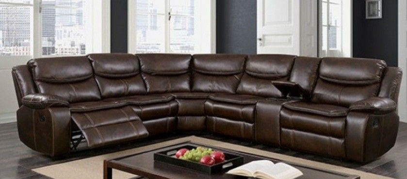 Brand New Brown Super Plush Leather Reclining Sectional Sofa