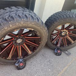 FUEL wheels with Terrain attack tires.  