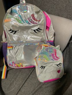 Girls unicorn backpack and lunchbox set