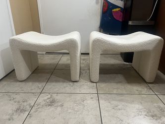 2 Set Modern Boucle Ottoman/vanity Stool Chair 