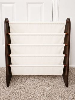 Imaginarium Wooden Sling Bookshelf – 5-Tier Canvas Kids Book Organizer