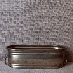 Vintage Brass Planter with Handles, 10" Brass Oblong Flower Pot, Indoor Brass Plant Holder Made in India