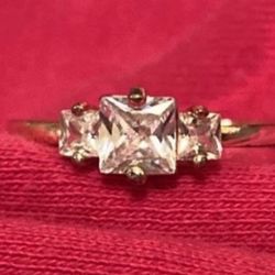 Costume Three Stone Diamond Ring Size 9